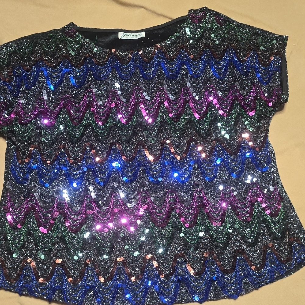 Dazzling Sequin Zigzag Blouse - Multicolor - image 1